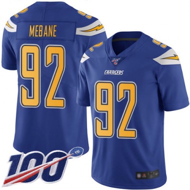 Los Angeles Chargers NFL Football Brandon Mebane Electric Blue Jersey Youth Limited #92 100th Season Rush Vapor Untouchable->youth nfl jersey->Youth Jersey